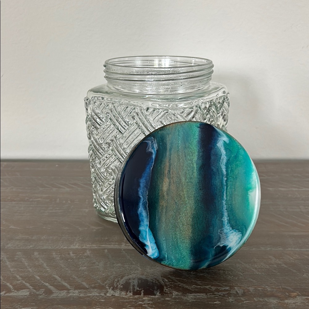 Glass Jar with Ocean Waves Lid